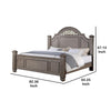 Recus King Bed | Carved Floral Details | Arched Headboard | Gray Wood BM342587