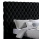 Steph Queen Bed | Black Button Tufted Flannelette Upholstery | XL Headboard BM342590