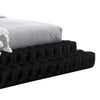 Steph Queen Bed | Black Button Tufted Flannelette Upholstery | XL Headboard BM342590