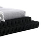 Steph Queen Bed | Black Button Tufted Flannelette Upholstery | XL Headboard BM342590