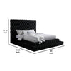 Steph Queen Bed | Black Button Tufted Flannelette Upholstery | XL Headboard BM342590