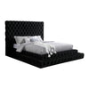 Steph Queen Bed | Black Button Tufted Flannelette Upholstery | XL Headboard BM342590