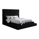 Steph Queen Bed | Black Button Tufted Flannelette Upholstery | XL Headboard BM342590