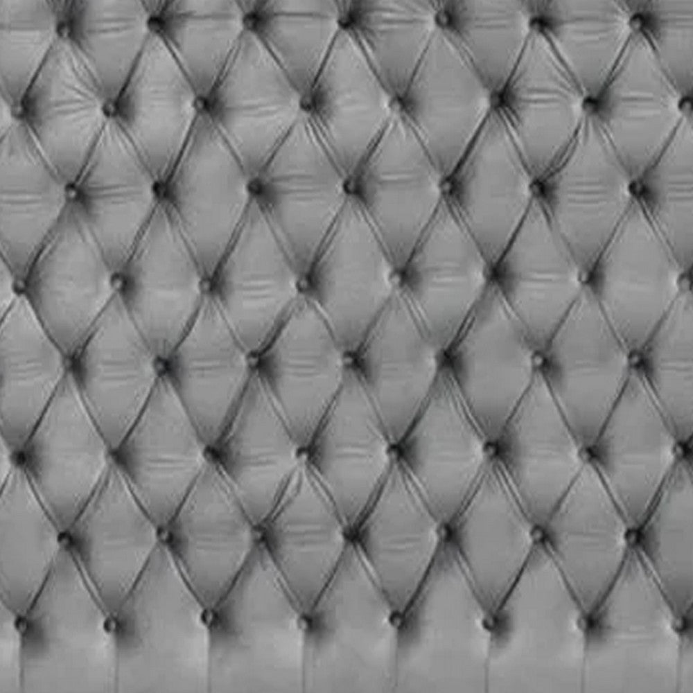 Steph Queen Bed | Gray Button Tufted Flannelette Upholstery | XL Headboard BM342591