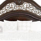 Odora Ornate Carved Queen Bed | Faux Leather Upholstery | Brown Gold BM342592