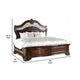 Odora Ornate Carved Queen Bed | Faux Leather Upholstery | Brown Gold BM342592