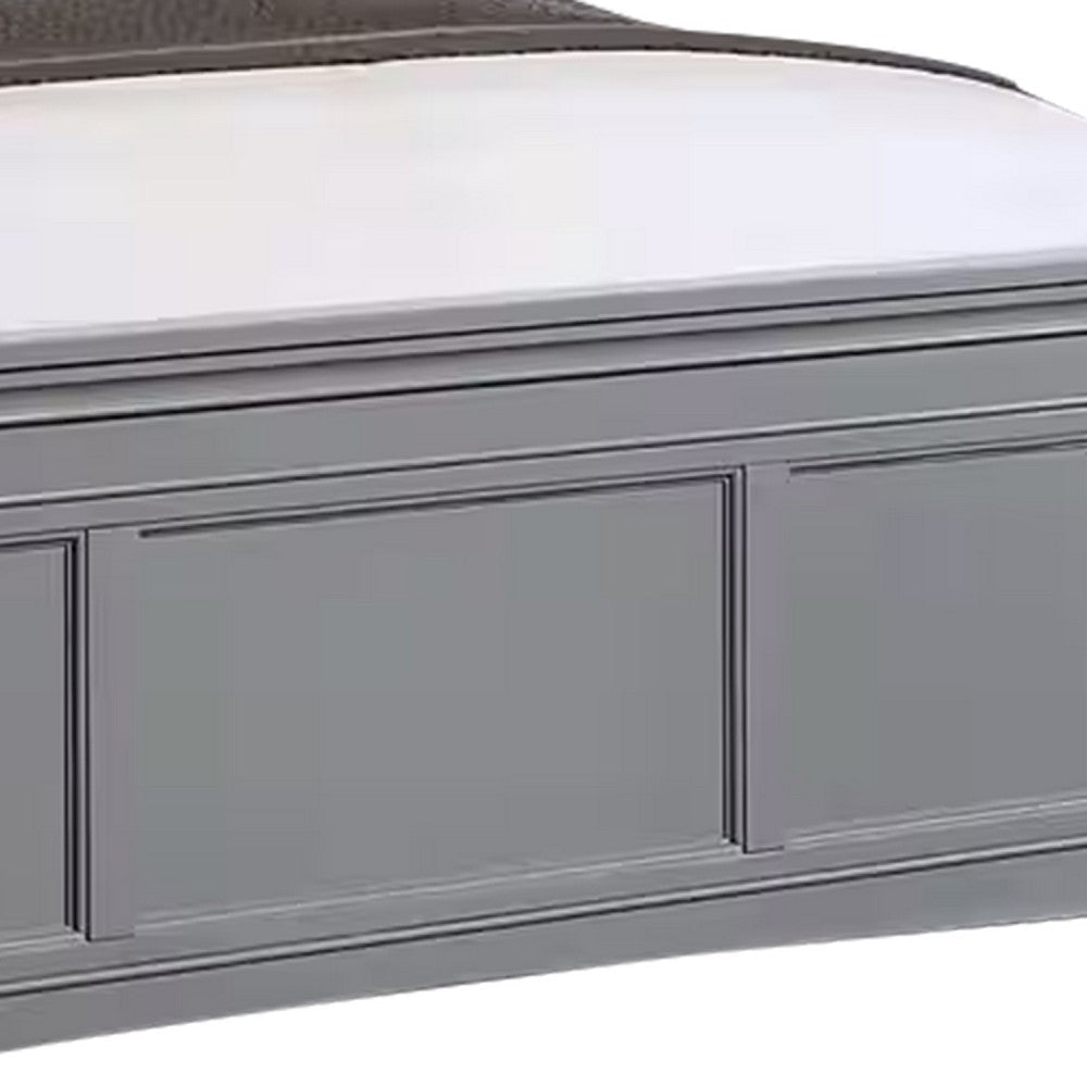 Lile King Bed w Crown Moulding | Storage Drawers | Gray Solid Wood BM342593