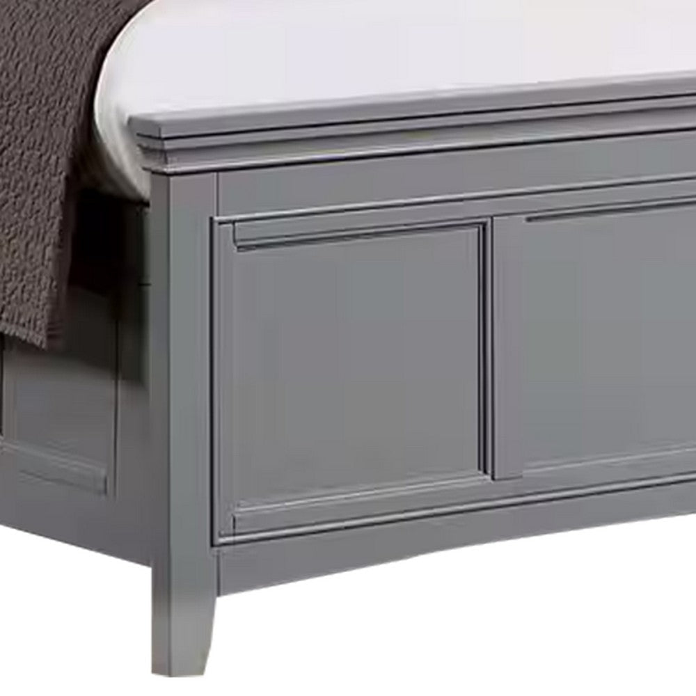 Lile King Bed w Crown Moulding | Storage Drawers | Gray Solid Wood BM342593