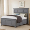 Lile King Bed w Crown Moulding | Storage Drawers | Gray Solid Wood BM342593