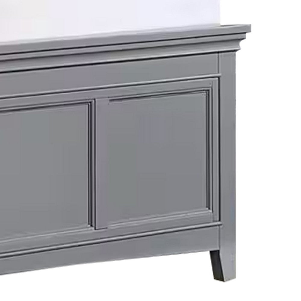 Lile Full Bed w Crown Moulding | Storage Drawers | Gray Solid Wood BM342594