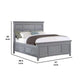 Lile Queen Bed w Crown Moulding | Storage Drawers | Gray Solid Wood BM342595