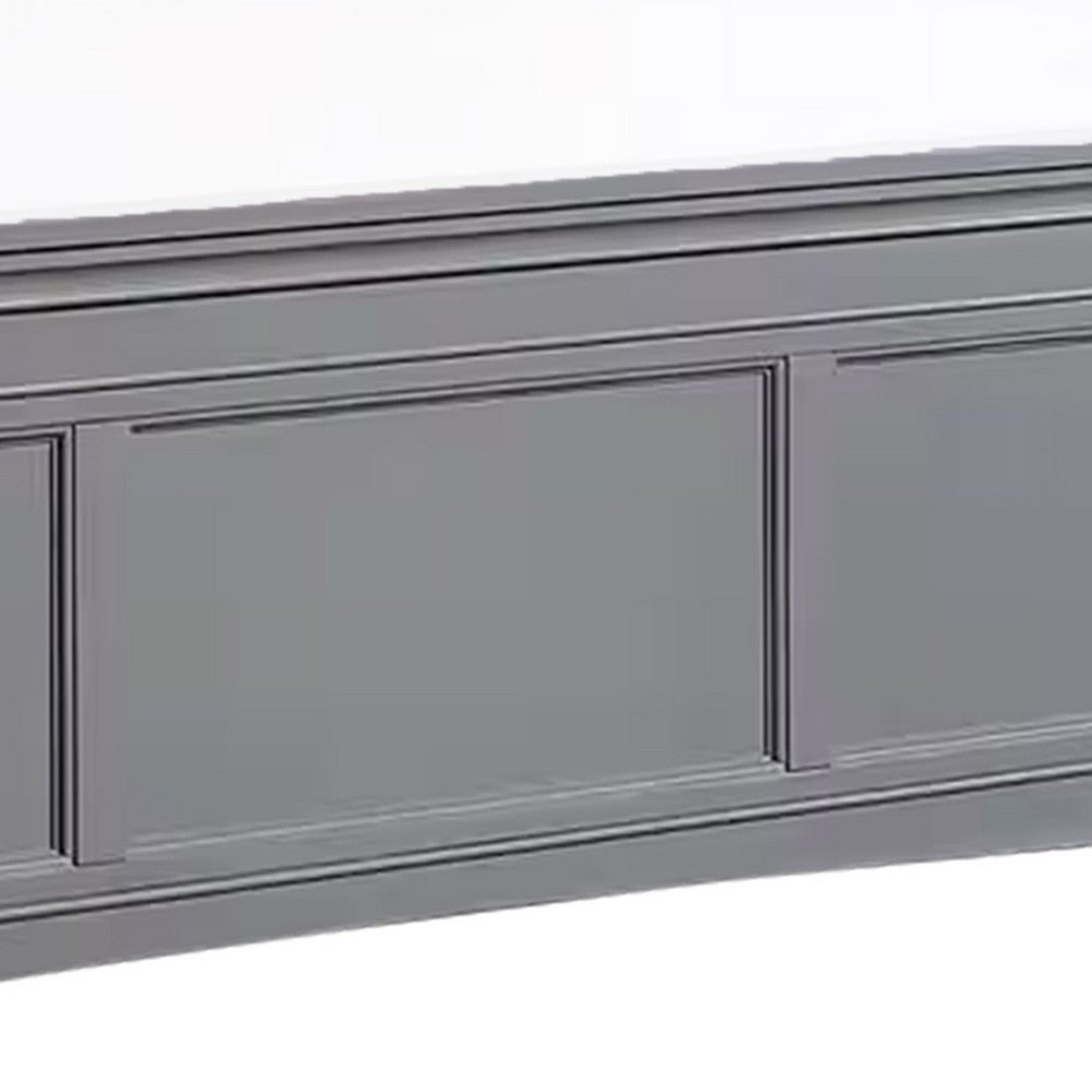 Lile Twin Bed w Crown Moulding | Storage Drawers | Gray Solid Wood BM342596