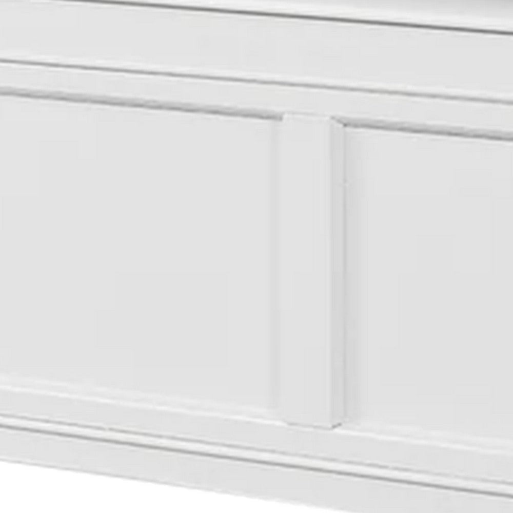 Lile Twin Bed w Side Rail Storage | Crown Molded Details | White Wood BM342597