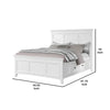 Lile Twin Bed w Side Rail Storage | Crown Molded Details | White Wood