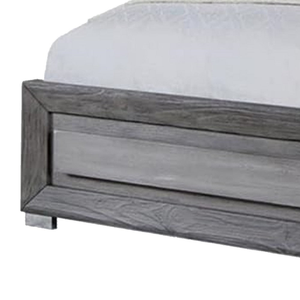 Reno California King Bed w LED Headboard & Metal Legs | Gray Wood BM342598