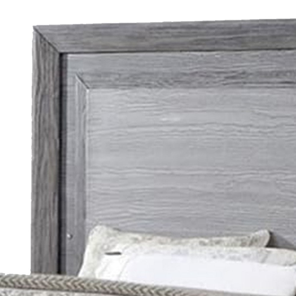Reno King Bed w LED Headboard & Metal Bracket Legs | Gray Wood BM342599