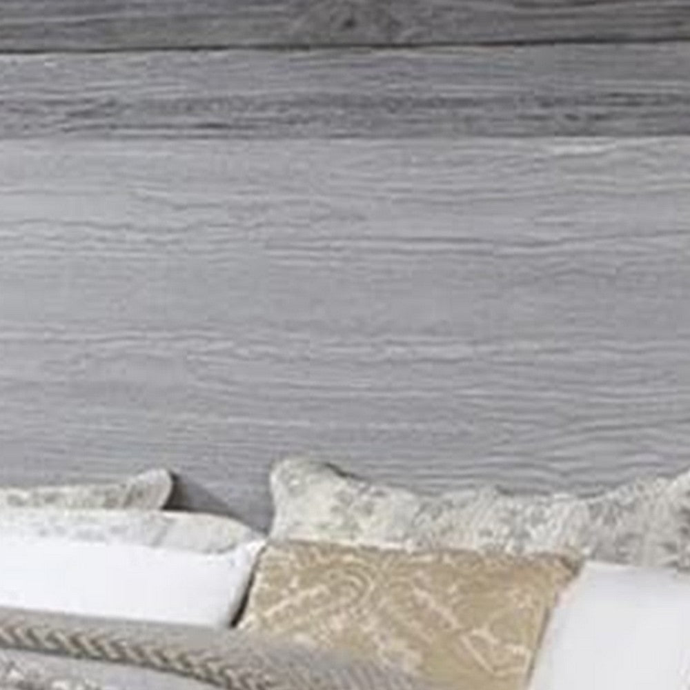 Reno King Bed w LED Headboard & Metal Bracket Legs | Gray Wood BM342599