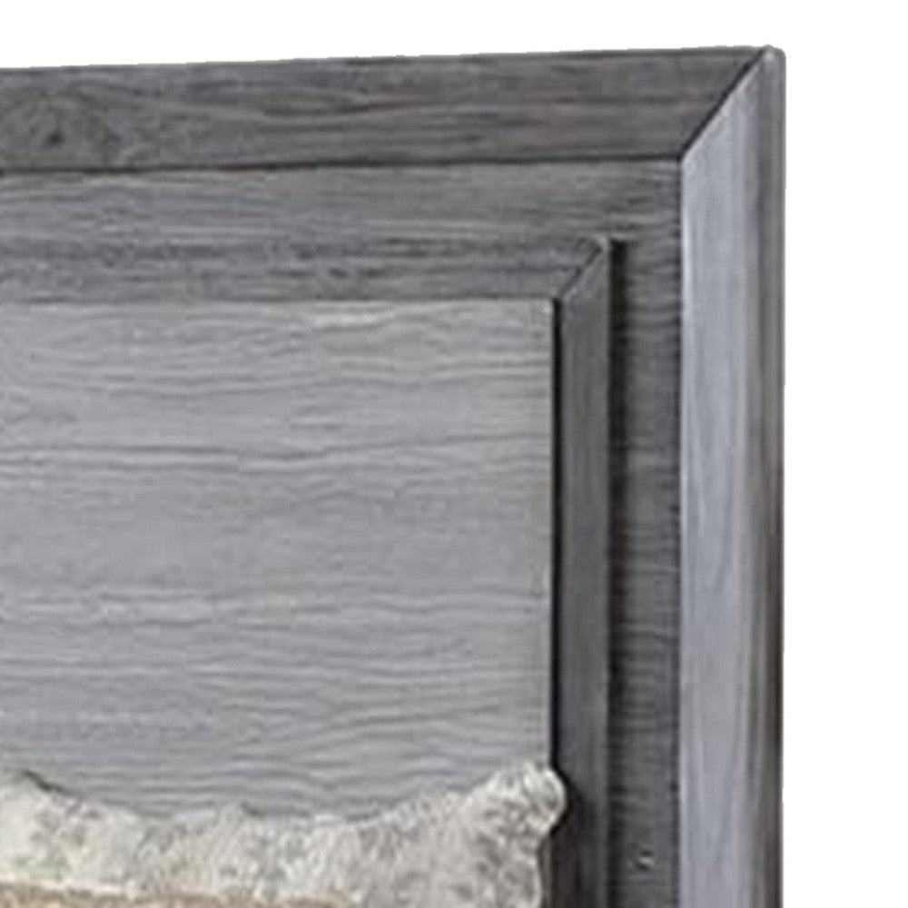 Reno Queen Bed w LED Headboard & Metal Bracket Legs | Gray Wood BM342600