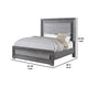 Reno Queen Bed w LED Headboard & Metal Bracket Legs | Gray Wood BM342600
