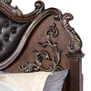 Prio King Bed w Carved Details | Brown Button Tufted Faux Leather Brown BM342602