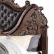 Prio Queen Bed w Carved Details | Brown Button Tufted Faux Leather BM342603