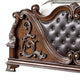 Prio Queen Bed w Carved Details | Brown Button Tufted Faux Leather BM342603