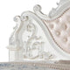 Prio King Bed w Carved Details | White Button Tufted Faux Leather BM342604