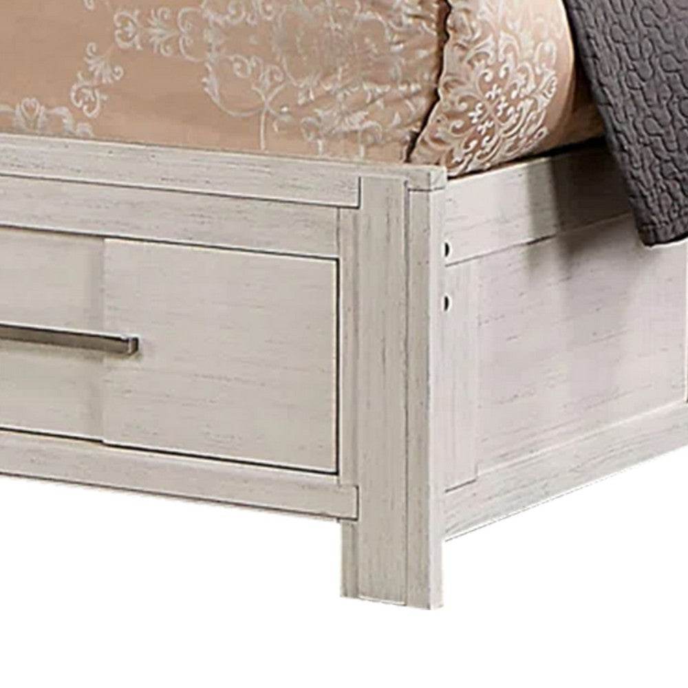 Mimy Queen Bed w Bookcase Headboard | Footboard Storage | White Wood BM342605