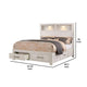Mimy Queen Bed w Bookcase Headboard | Footboard Storage | White Wood BM342605