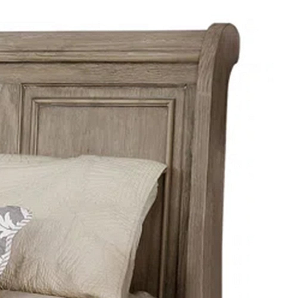 Ava King Bed w Footboard Storage & Bun Feet | Gray Solid Wood BM342606