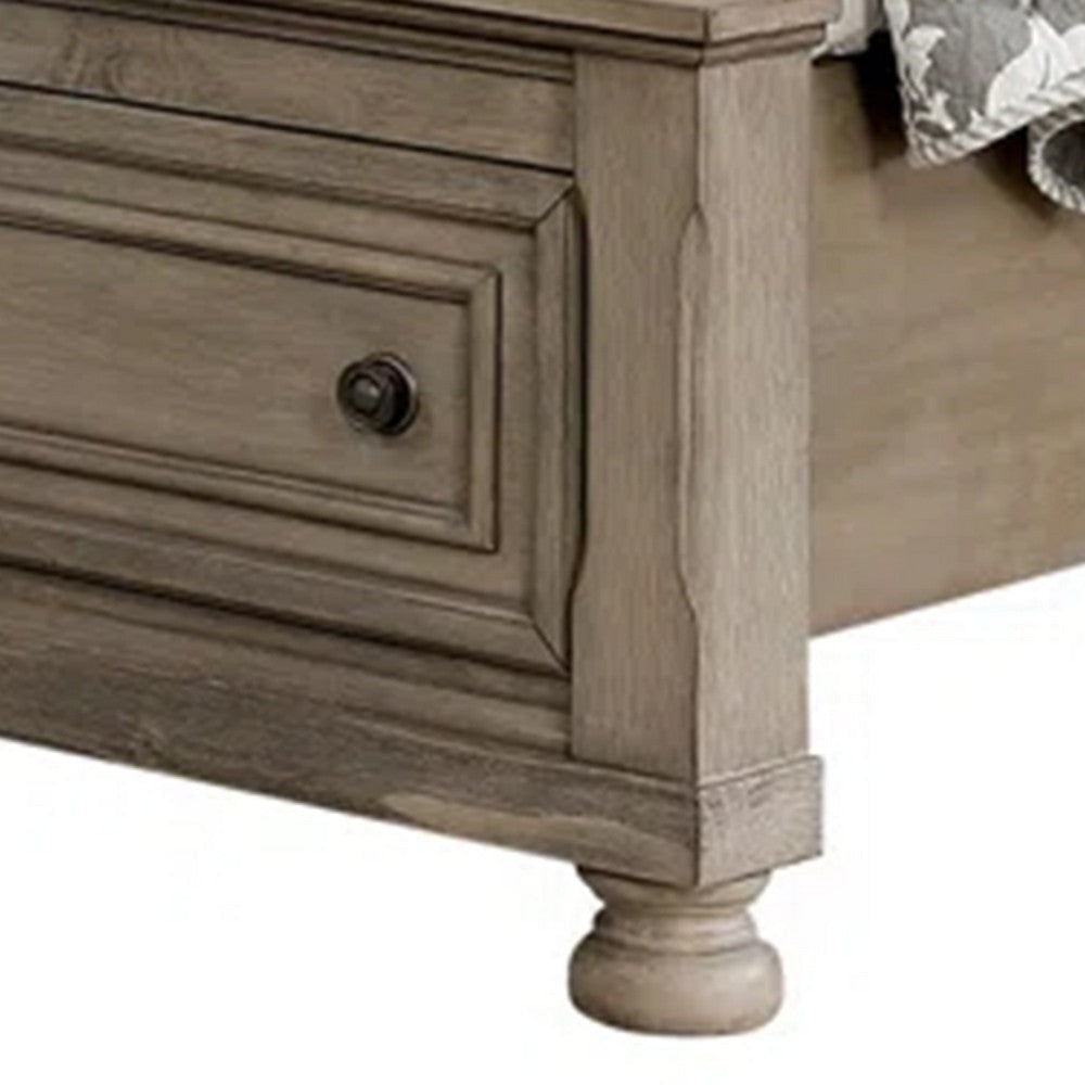 Ava King Bed w Footboard Storage & Bun Feet | Gray Solid Wood BM342606