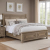 Ava King Bed w Footboard Storage & Bun Feet | Gray Solid Wood