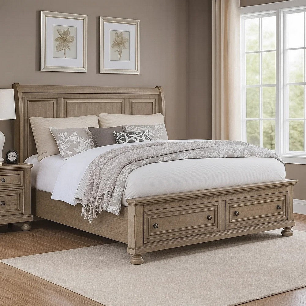 Avva Ing Buy King Bed Storage Footboard Bun Feet Gray Wood | Fast Shipping ...