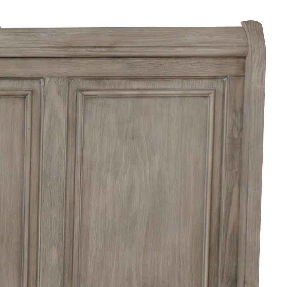 Ava Queen Bed w Footboard Storage & Bun Feet | Gray Solid Wood BM342607