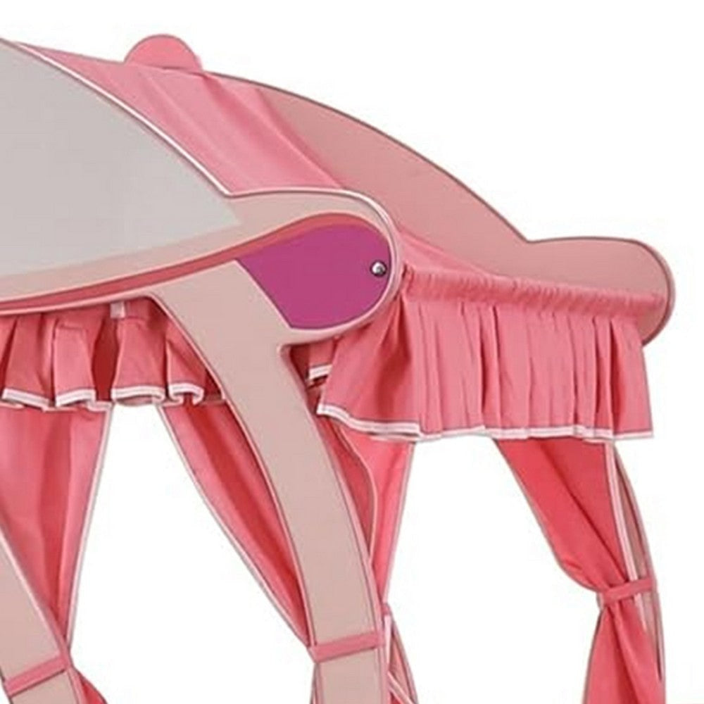 Arine Kids Twin Bed in Pumpkin Carriage Design | High Gloss Pink Wood BM342610