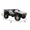 Jacky Kids Twin Bed w Off-Road Car Design | LED Headlights | Black Wood