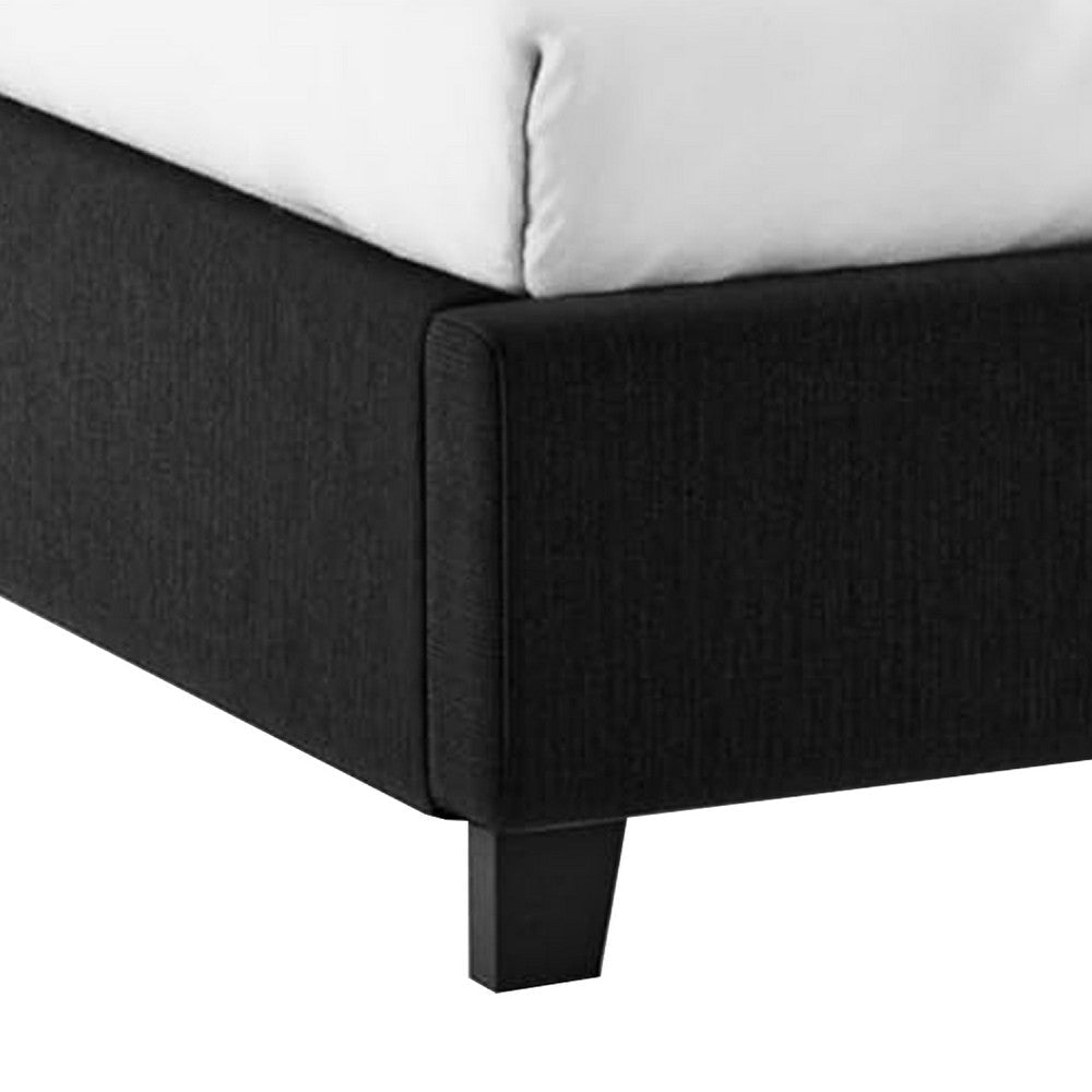 Rozy Queen Bed w Wingback Headboard | Nailhead Trim | Black Upholstery BM342612