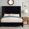 Rozy Queen Bed w Wingback Headboard | Nailhead Trim | Black Upholstery BM342612