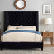 Rozy Queen Bed w Wingback Headboard | Nailhead Trim | Black Upholstery BM342612