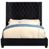 Rozy Queen Bed w Wingback Headboard | Nailhead Trim | Black Upholstery BM342612