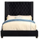 Rozy Queen Bed w Wingback Headboard | Nailhead Trim | Black Upholstery BM342612