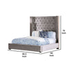 Rozy Queen Bed w Wingback Headboard | Nailhead Trim | Gray Upholstery BM342613