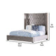Rozy Queen Bed w Wingback Headboard | Nailhead Trim | Gray Upholstery BM342613