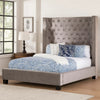 Rozy Queen Bed w Wingback Headboard | Nailhead Trim | Gray Upholstery BM342613