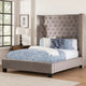 Rozy Queen Bed w Wingback Headboard | Nailhead Trim | Gray Upholstery BM342613