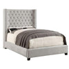 Rozy Queen Bed w Wingback Tall Headboard | Nailhead| Ivory Upholstery BM342615