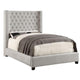 Rozy Queen Bed w Wingback Tall Headboard | Nailhead| Ivory Upholstery BM342615