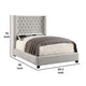 Rozy Queen Bed w Wingback Tall Headboard | Nailhead| Ivory Upholstery BM342615