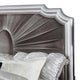 Xan Cal. King Bed | Silver Wood | Gray Pleated Velvet Upholstery BM342616