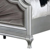 Xan Cal. King Bed | Silver Wood | Gray Pleated Velvet Upholstery BM342616